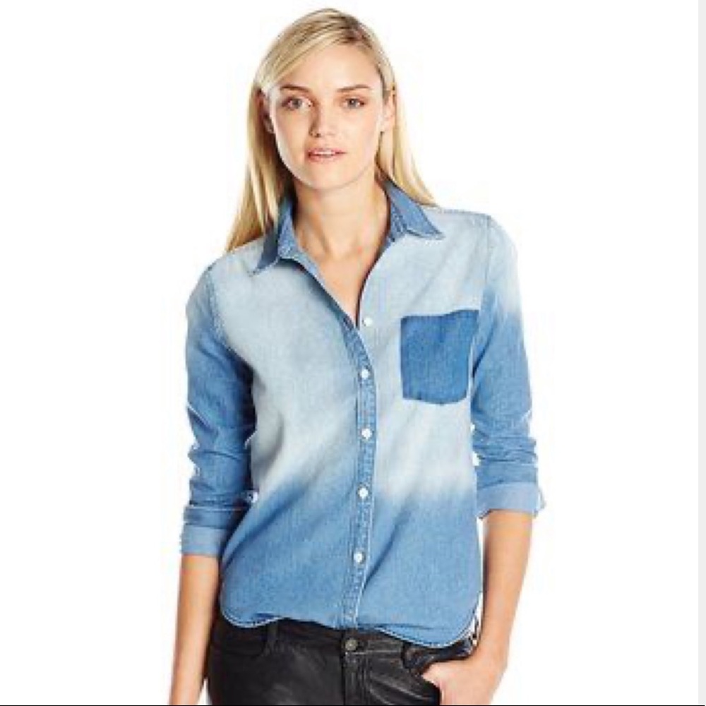 Olive & Oak faux pocket ombré denim shirt